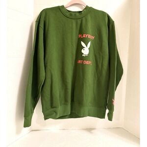 Pacsun Playboy Art Department Graphic Print Sweatshirt Green Men's Sz Small